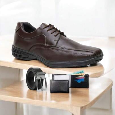Sapato Confort Casual Masculino Premium Com Cinto Dupla Face E Carteira