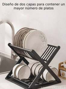 Ecurridor De Platos De 3 Niveles De Hierro y plástico Increible Escurrridor De Trastes Pórtatil, Altamente Resistente. - Blanco - Ver 6