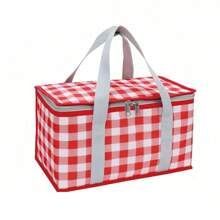 1個戶外旅行大容量野餐袋,隔熱手提加厚保鮮野營收納袋午餐袋,旅行配件必備,便攜式方形鋁製野餐袋 - 耐用且方便的戶外冒險午餐袋 - 紅色 - 查看 12