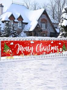 1 Biểu ngữ chủ đề Giáng sinh, Ông già Noel dễ thương cầm quà Người tuyết, Giáng sinh vui vẻ, Biểu ngữ Polyester, Trang trí không khí Giáng sinh, Halloween, Trang trí Halloween - Nhiều màu - Xem 1