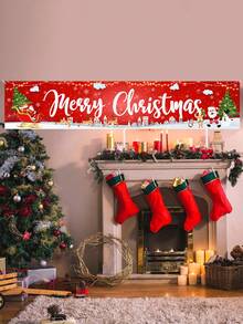 1 Biểu ngữ chủ đề Giáng sinh, Ông già Noel dễ thương cầm quà Người tuyết, Giáng sinh vui vẻ, Biểu ngữ Polyester, Trang trí không khí Giáng sinh, Halloween, Trang trí Halloween - Nhiều màu - Xem 3