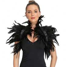 Gothic Feather Shoulder Piece   Swan Costume For Halloween Festivals - Black - View 1