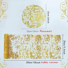1/3/18pcs Luxury Round Placemats & Square Table Runners, Wedding Party Celebration Decor, Metal Mesh Gold Foil Placemats, Usable Gold & Silver Round Placemats, Gold Foil Metal Mesh Small Mats, For Christmas Valentine Party Decorations, Gold & Silver - Multicolor - View 12