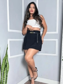 MARTE MODA Short Pleated Skirt In Tailoring - 黑色 - 查看 2