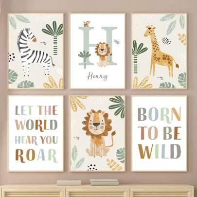 Bohemian Style Hunting Animal Wall Decoration Poster Inspirational Quotes Wall Poster Suitable For Kindergarten Children's Room Decoration Framelessbaby Shower Family Decorations Gifts