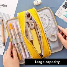3-Layer Large Capacity Pencil Case, School Multifunction Double-Zipper Pencil Pouch, Stationery Supplies, Desk Storage Bag, Education Gifts, Creative Cosmetic Bags Back To School,Back To School,School Supplies - 21cm*9cm*5cm - View 6