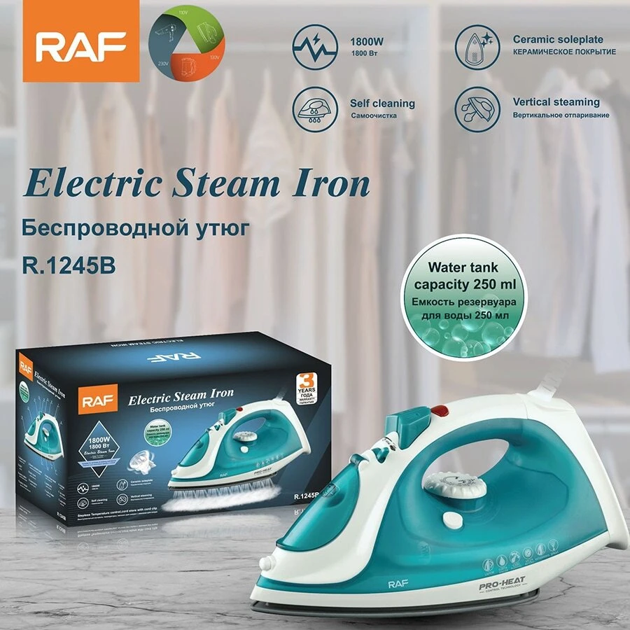 RAF.Plancha eléctrica con control de temperatura y potente vapor para el hogar, plancha portátil con suela de cerámica. - Multicolor - Ver 1