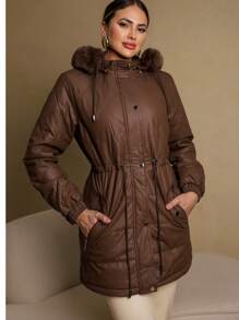 WOMEN'S PURKY OVERCOATER PARK IN  LEATHER - Rỉ Nâu - Xem 2