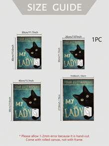 1 pieza Cuadro de pared de lienzo divertido para baño impresión de imagen de gato negro decoración de inodoro, su servilleta mi dama cartel teja sin marco arte de animales para decoración de baño