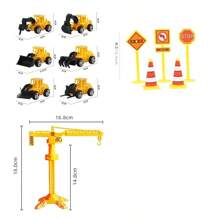 Construction Vehicles Disassembled Decoration Set, Including Excavator, Bulldozer, Crane, Lifting Barrier, Etc. Suitable For Birthday Cake Decor, Baking Scene Arrangement