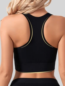 3 szt. Damski bezszwowy stanik sportowy w jednolitym kolorze, oddychający i wygodny do jogi, biegania, bielizny fitness, szybkoschnący podkoszulek