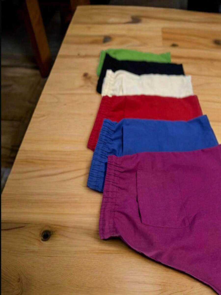 Men's Linen Shorts (PREMIUM) Plain - 紫色 - 查看 1