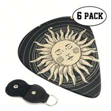 6 件装 0.96 毫米厚吉他拨片，带 PU 外壳，ABS 材质，双面卡通图案印花，适用于尤克里里琴、电吉他、贝斯，音乐爱好者的礼物 - 6片撥片+PU皮套(撥片0.71毫米厚度) - 查看 14