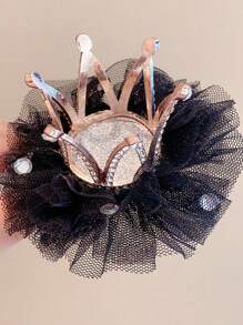 1 Piece Of Children's Mesh Crown Hairpin Princess Crown Headdress Super Fairy Baby Girl Photo Internet Celebrity Birthday First Birthday Little Girl Hair Accessories - Mesh Crown Hairpin - View 8