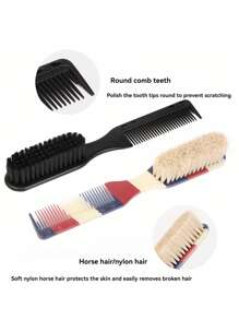 男士胡须刷，理发师条纹刷梳，发型胡须护理套装 - 彩色 - 查看 5