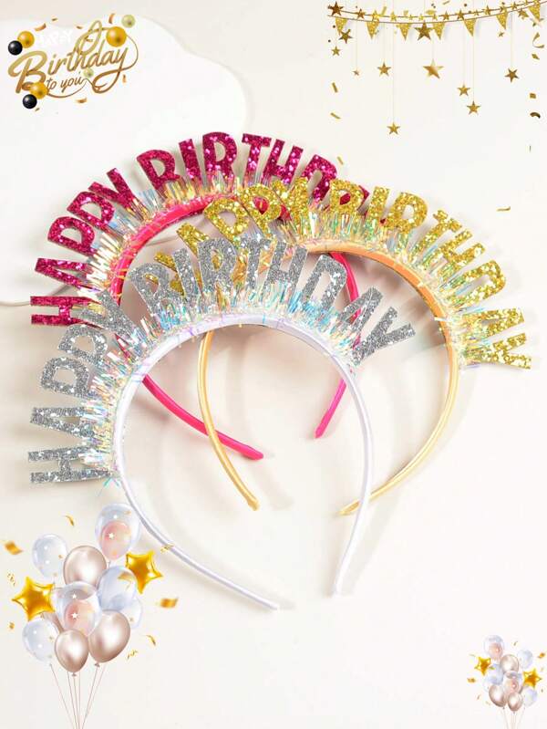 1 pieza/Set de 3 piezas Diadema de cumpleaños, Diadema con letras de cumpleaños, Tocado de cumpleaños Feliz cumpleaños para mujeres, Accesorio decorativo para fiesta de cumpleaños, Regalo de cumpleaños, Diadema, Aro para el pelo, Accesorios para el cabello