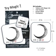 1 套革命性技术纹身、半永久纹身、天使、大胆墨水临时纹身、假纹身、防水、真实纹身外观、植物基、纹身、月亮、MNF072 - 黑色 - 查看 3