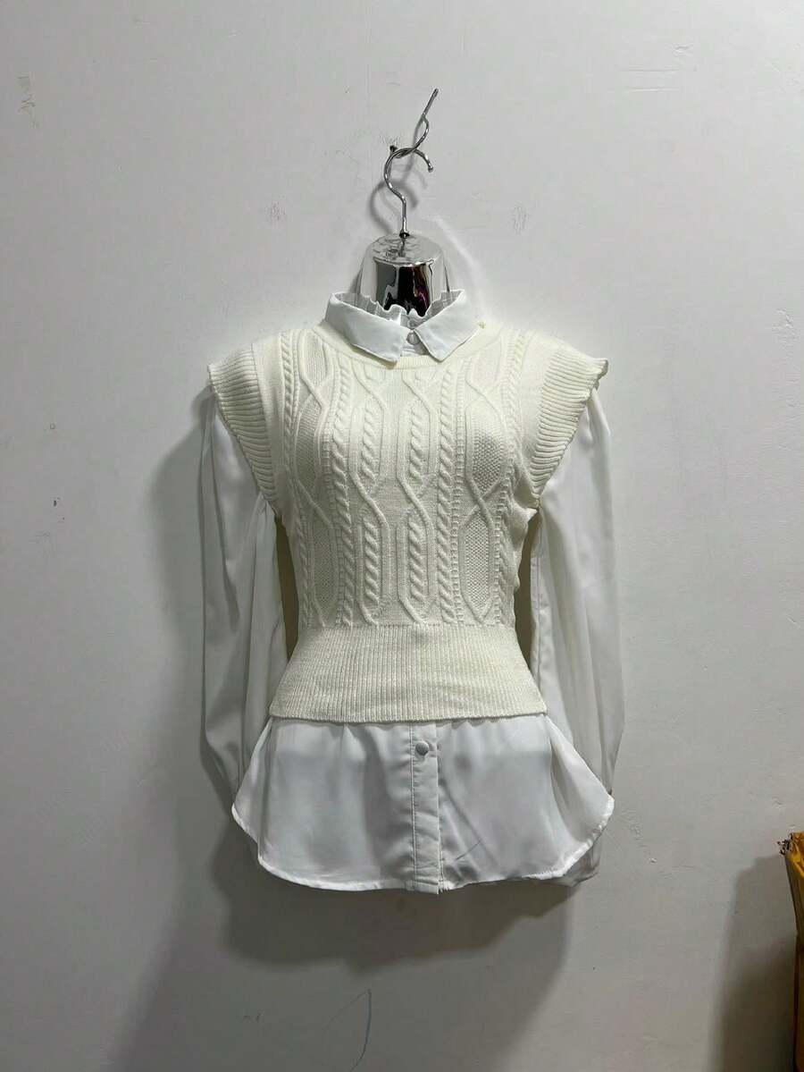 Cropeed Blogueirinha Style In Modal Yarn 2023 - trắng - Xem 1