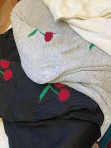 Cherry Knitting Winter Long Sleeve Cold Cherry Coat - 白色 - 查看 2