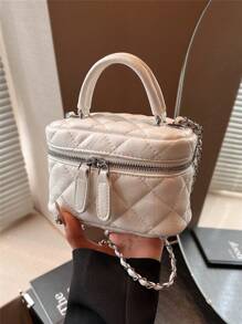 刺绣链带女士手提包和单肩包 - 白色 - 查看 8