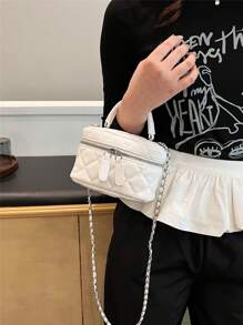 刺绣链带女士手提包和单肩包 - 白色 - 查看 6