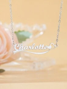 Customized Name Necklace, Stainless Steel Gold Minimalist Handwritten English Letter Jewelry Personalized, Gift For Couple, Friends, Mom For Christmas, Halloween, Valentine's Day, Anniversary - Silver - View 16