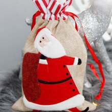 1 pieza Bolsa de regalo de Navidad, bolsa de caramelos, bolso de arpillera creativo, decoraciones navideñas, bolsas de Navidad, regalos de Navidad