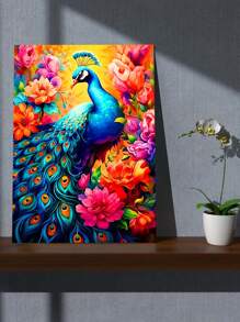 1 套 5D 创意孔雀花卉簇钻石画，现代艺术钻石刺绣，全圆形马赛克钻石装饰，适用于家庭客厅 - 彩色 - 查看 4