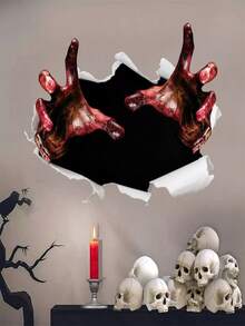 Halloween Creepy 3D Creative Ghost Hand Window Sticker, Halloween Zombie Hand Wall Sticker, Halloween Decoration - Multicolor - View 4