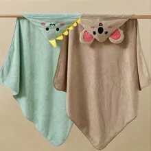 1 bucată prosop și halat cu glugă pentru bebeluși cu design drăguț de dinozaur, halat de baie poncho cu desene animate pentru sugari, fleece corali de pluș super absorbant și respirabil, potrivit pentru baie, dormitor, piscină, plajă - Verde - Vizualizare 6