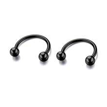 2pcs/Set 16G Horseshoe Nose Ring Stainless Steel Hypoallergenic 18K Gold Plated Black 8mm 10mm For Nose,Lip,Earrings,Septum,Cartilage Piercing,Unisex, Fashion Style,Body Jewelry For Men & Women