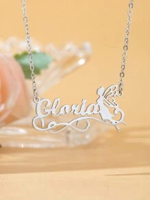 Customized Name Necklace, Stainless Steel Gold Minimalist Handwritten English Letter Jewelry Personalized, Gift For Couple, Friends, Mom For Christmas, Halloween, Valentine's Day, Anniversary - Silver - View 7