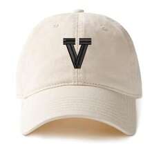 A-Z English Letters Casual Polyester Baseball Cap, Beige, All Season