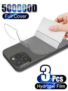 3 piezas Película de hidrogel para la parte trasera compatible con iPhone 16/16 Plus/16 Pro/16 Pro Max/15/15Pro/15 Plus/15 Pro Max/14/13/12/11 - transparente - Ver 1