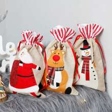 1 pieza Bolsa de regalo de Navidad, bolsa de caramelos, bolso de arpillera creativo, decoraciones navideñas, bolsas de Navidad, regalos de Navidad
