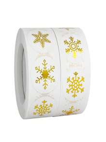500pcs Golden Snowflake Merry Gift Envelope Seal Label Decorative Stickers Birthday Home Decor Christmas Decorations Room Decor Christmas Winter - Gold - View 5