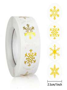 500pcs Golden Snowflake Merry Gift Envelope Seal Label Decorative Stickers Birthday Home Decor Christmas Decorations Room Decor Christmas Winter - Gold - View 3