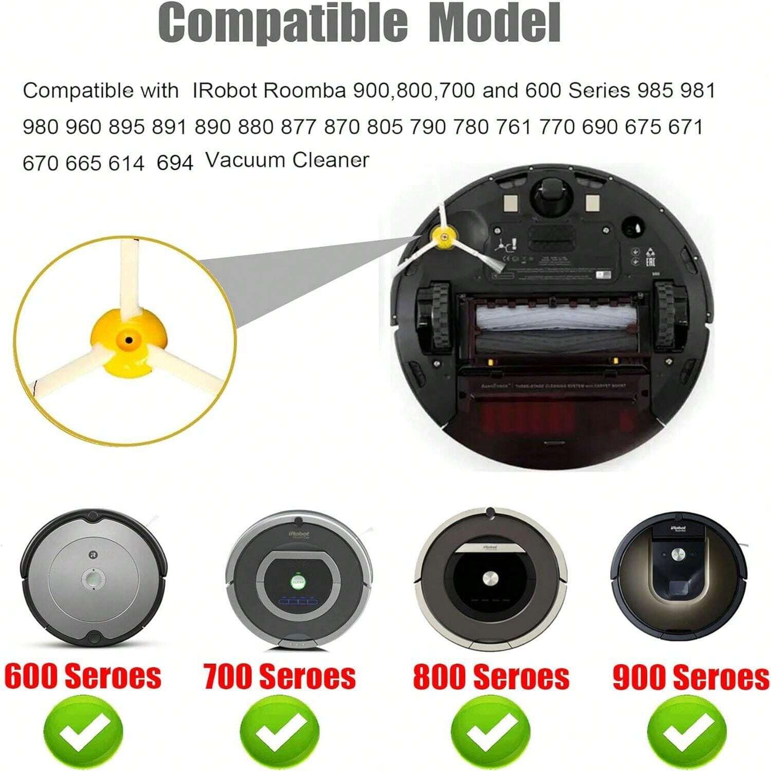 6pcs Rumba Replacement Brush Set For IRobot Roomba 600, 700, 800, 900