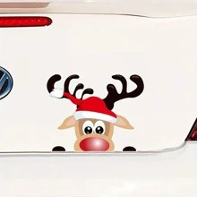 1 Stück Weihnachtsmann und Rentier Auto Fenster Glas Dekor Aufkleber, Weihnachtsgeschenk, Weihnachten