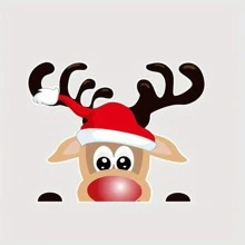 1 Stück Weihnachtsmann und Rentier Auto Fenster Glas Dekor Aufkleber, Weihnachtsgeschenk, Weihnachten