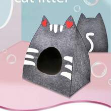 1 pieza Cama para gato de material de fieltro, portátil y adecuada para mascotas de hasta 8kg, disponible en 4 colores, para uso en todas las estaciones - Multicolor - Ver 6