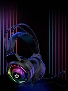 BATXELLENT Black Cat Ear RGB Lighting Gaming Headphones - Black - View 4