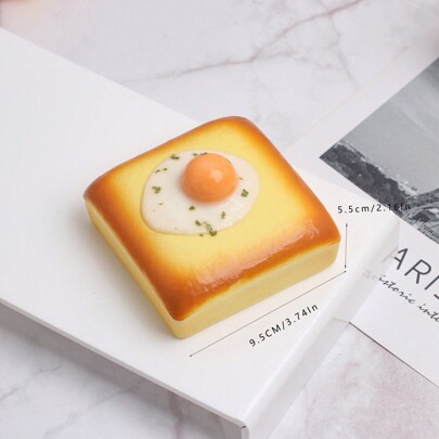 1pc Soft & Slow Rebound Bread Food Prop Squeeze Anti-Stress Model, Squishy Egg Toast Made Of PU Material Gifts Birthday Graduation