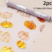 1/2 pezzi Runner da tavolo a ragnatela di Ognissanti da 11*108 pollici, ragnatela sottile con ragno arancione e zucca, adatto per decorazione tavolo per Ognissanti, festa in casa, vacanze. Opzioni multiple in oro e nero