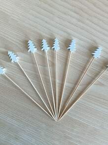 30pcs Colorful Christmas Tree Cocktail Decoration Sticks, Stirring Sticks, Creative Christmas Tree Shape Fruit Decoration Sticks, Baking Cake Decoration Sticks, Food Tasting Toothpicks. For Festivals And Parties Decoration Sticks, Christmas Gifts, Merry Christmas, Party, Birthday Decoration, For Outdoor, Camping - Multicolor - View 9