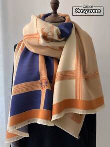 1 件女士秋冬仿羊毛时尚百搭空调披肩厚保暖围巾，适合日常使用