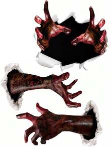 Halloween Creepy 3D Creative Ghost Hand Window Sticker, Halloween Zombie Hand Wall Sticker, Halloween Decoration - Multicolor - View 7
