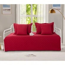 5-Piece Daybed Cover Set,Twin Cozy Daybed Bedding Sets For All Season Double Sided-Quilting Daybed Comforter Bedspread, Geometric Print Day Bed Cover Twin Bed With 4 Pillow Shams,39"X75"