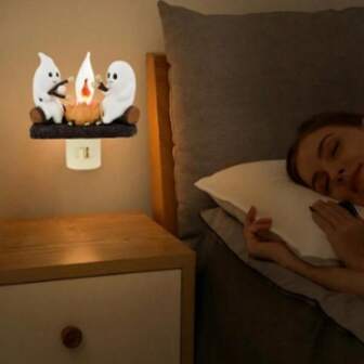 1pc Halloween Ghost Campfire Flickering Night Light[Best Halloween Gift] [Perfect Halloween Gift],Christmas