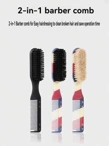 男士胡须刷，理发师条纹刷梳，发型胡须护理套装 - 彩色 - 查看 2